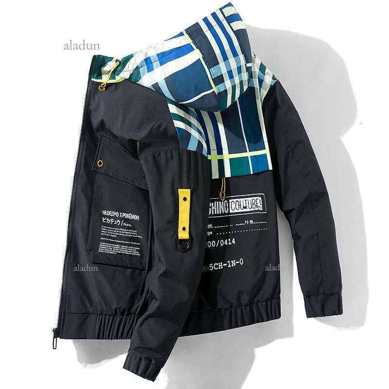 Autumn hooded jacket men frock new loose big yards hit color stitching jacket men 1716 P60 201123