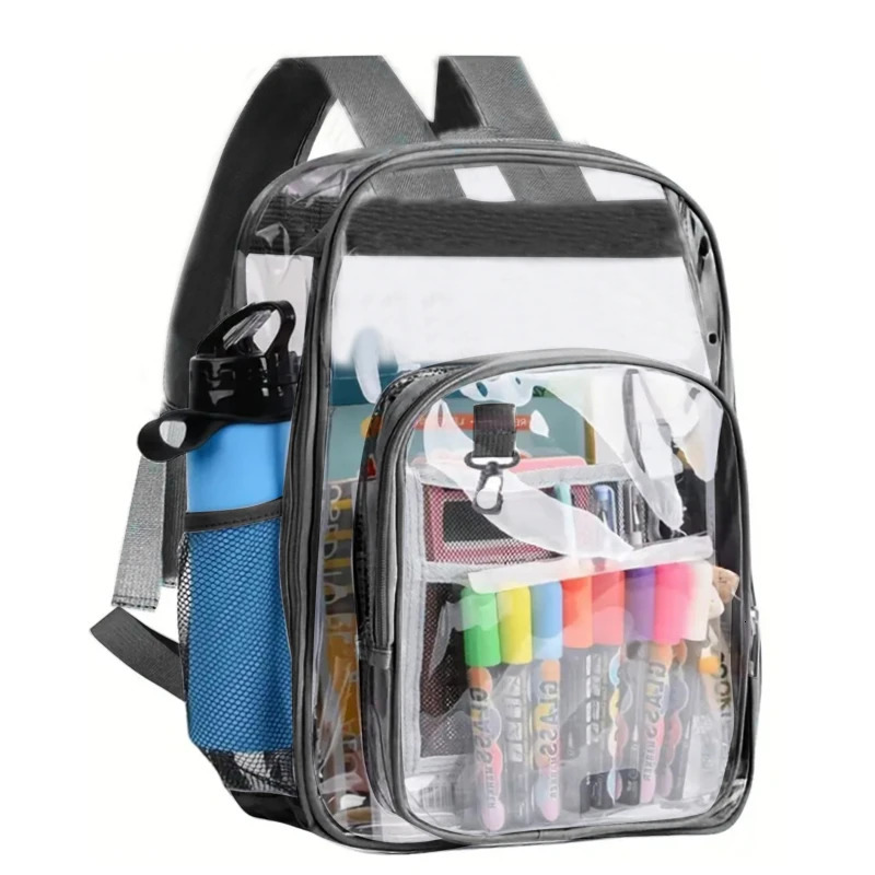 Transparent Shoulder Bag Unisex Fashion Simple Large Capacity Portable Backpacks Multifunctional Waterproof Male Female Knapsack 241115
