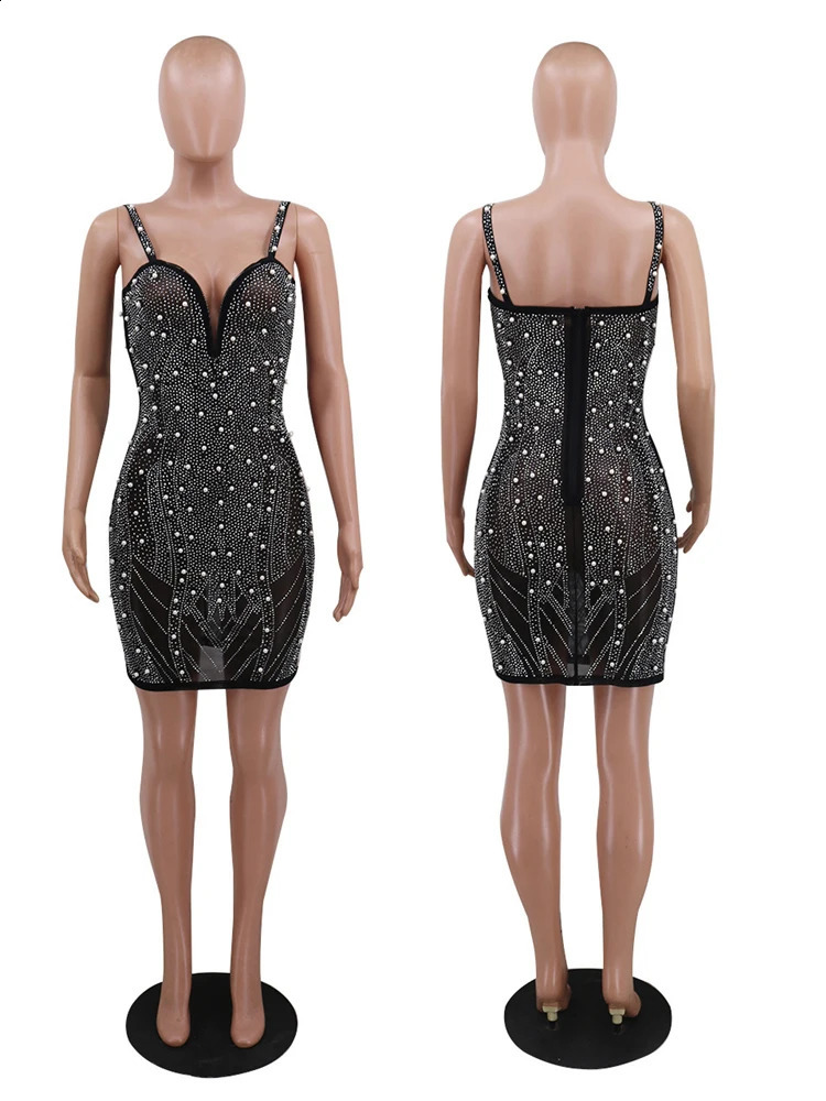 iDress Sexy Pearl Beading Dres Nightclub Party Birthday Appliques s Summer 2024 241116