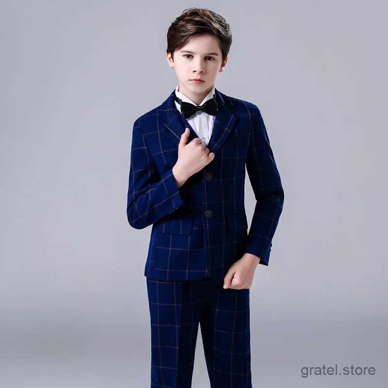 Suits Flower Boy Wedding Suit Kids Jacket+Vest+Pants+Bowtie 4Pcs Tuxedo Clothing Set Gentleman Children Graduation Party Costume