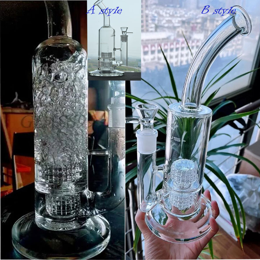 Thick glass water bongs hookahs Stereo Matrix oil rigs glass bongs water pipes Recycler dab rigs with 18mm bowl 11.8''