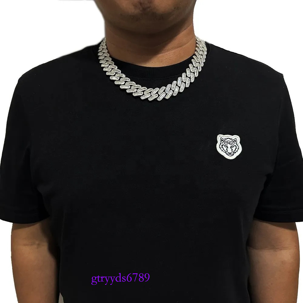 hip hop jewelry cuban k chain 15mm s sier fashion necklace iced out fully vvs baguette moissanite dia men necklaces