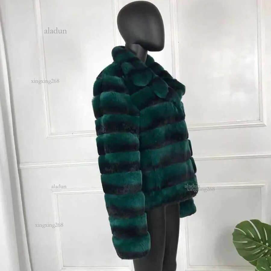 New Fashion Rex Rabbit Fur Coat Full Sleeves Chinchilla Color High Quality 100% Genuine Rex Rabbit Fur 201212
