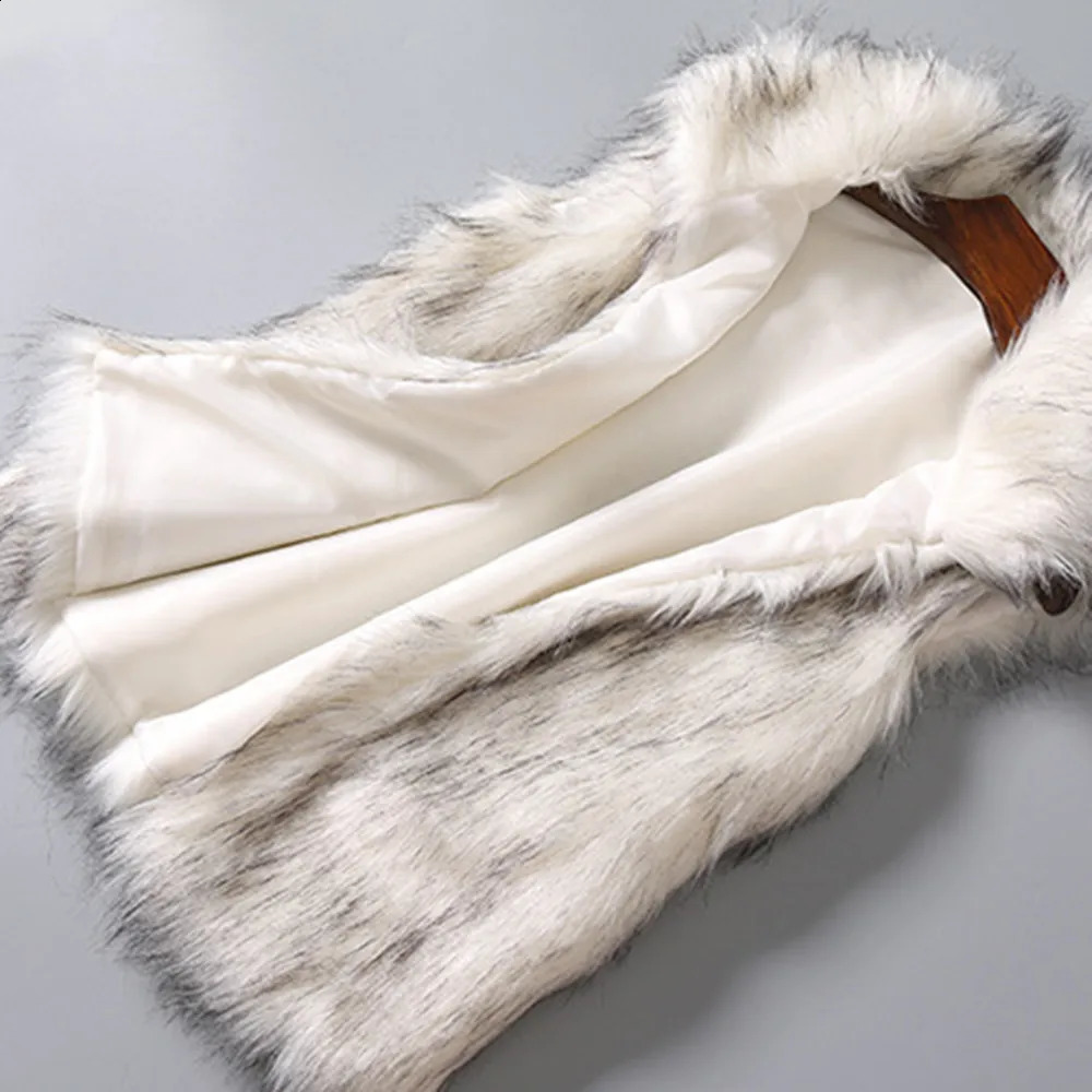 Winter Womens Vest Coat Wool Faux Fur Stand Collar Jacket Outdoor Windproof 241116Z