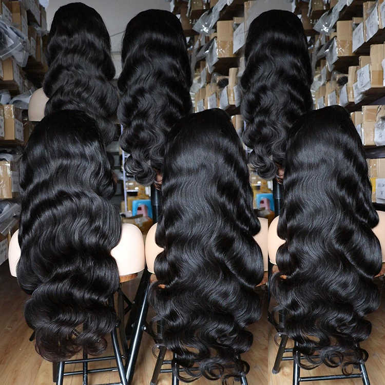 Drop Shipping Vendor Cambodian Virgin cuticle aligned hair wholesale Human Hair Body Wave Lace Front Wigs