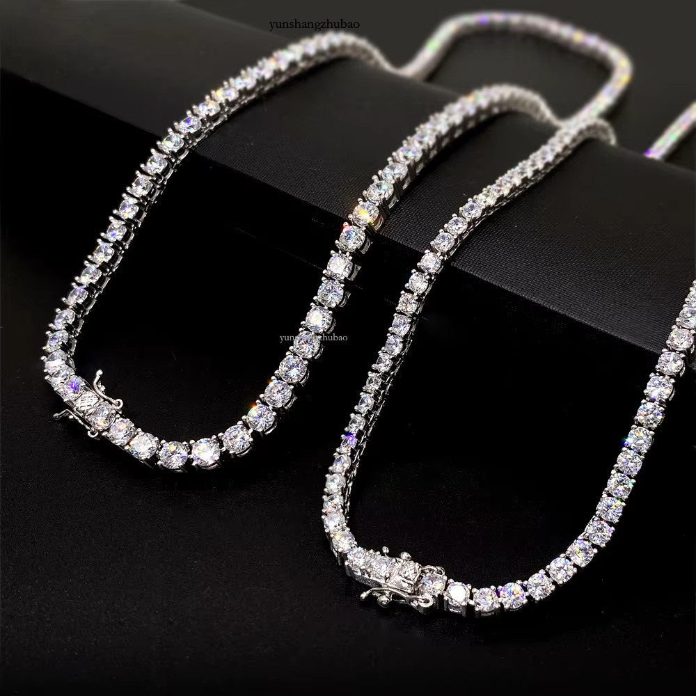 4Mm 10K Gold Moissanite Tennis Chain Top Supplier Sinocre S Sterg Hiphop Free shipping