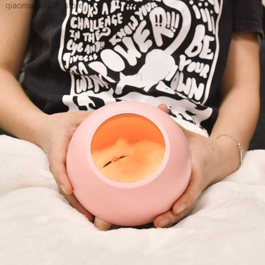 Lamps Shades Cute Cat LED Night Light USB Charging Bedroom Decorative Light Bedroom Table Light Childrens Holiday Baby Gift Q240416