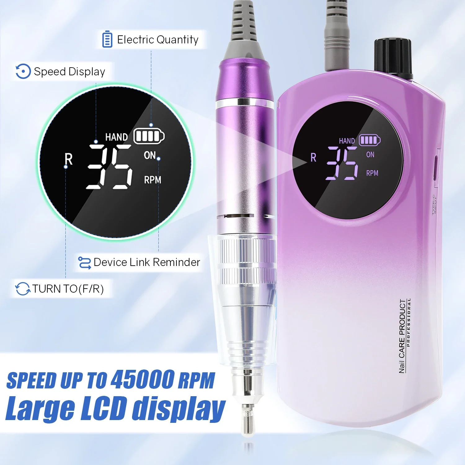 35000RPM Rechargeable Electric Nail Drill Machine Set Professional Nails Polish Sander File Accessories Kit for Manicure Tools 241115