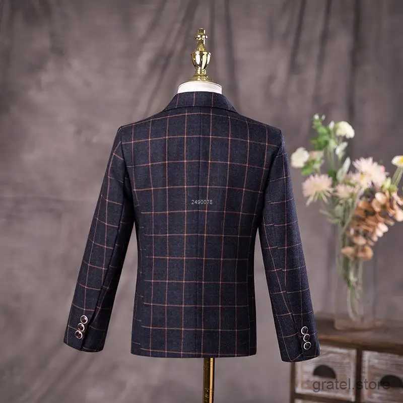 Suits Kids Gentleman Jakcet Vest Pants 3PCS Photograph Dress Boys Luxurious Wedding Suit Children Teenagers Formal Stage Show Costume