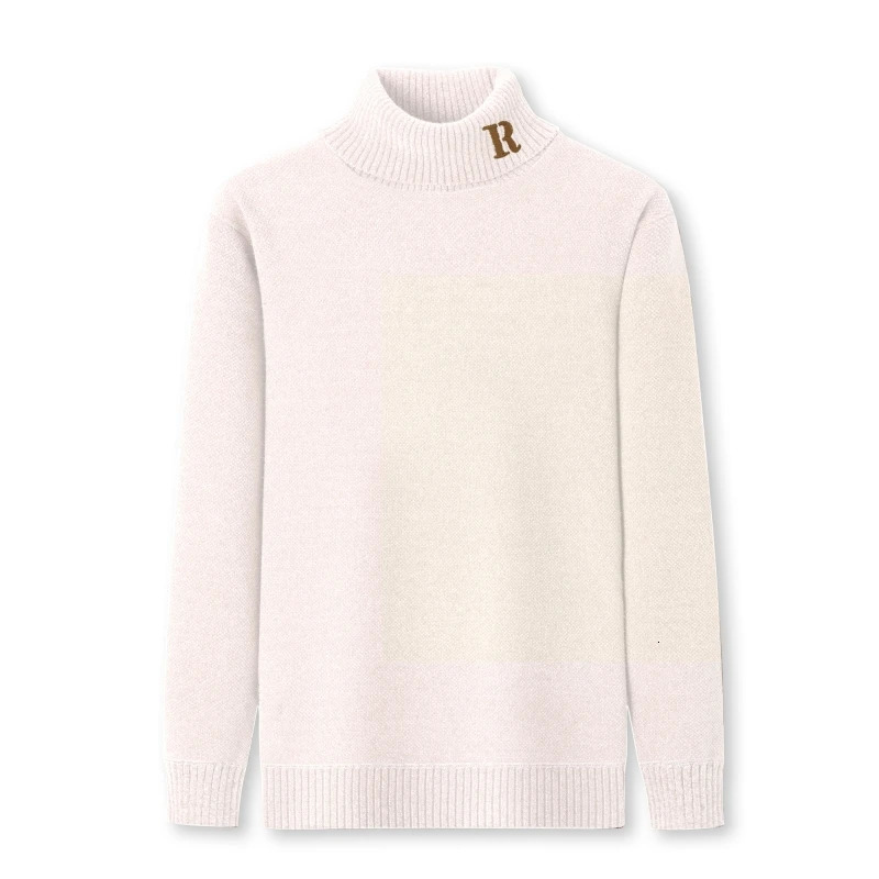 Mens Pulled Knitted Sweater Winter Style Korean Trend Letter Embroidery Plush Thick Collar Pulled 241112