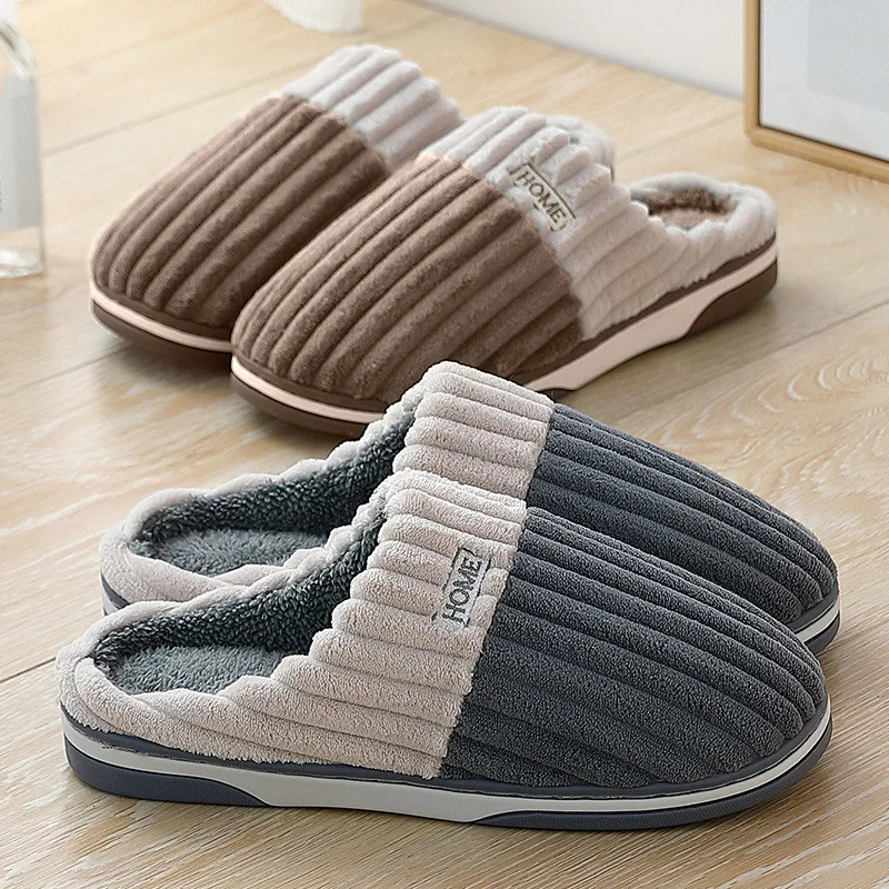 Big Size 48 49 Men Home Slippers Winter Warm Slipper Couples Comfort Furry Shoes Casual Shoes Indoor Thick Plush Slides 241115