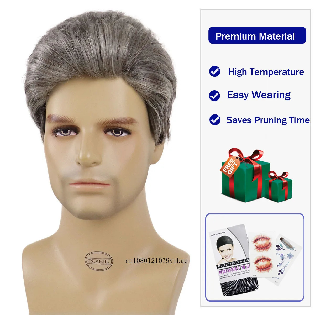 Short Wigs for Older Men Synthetic Grey Color Wig Toupees Natural Curly Wigs Daily Use Male Cosplay Costume Wig Hair Replacement 241115