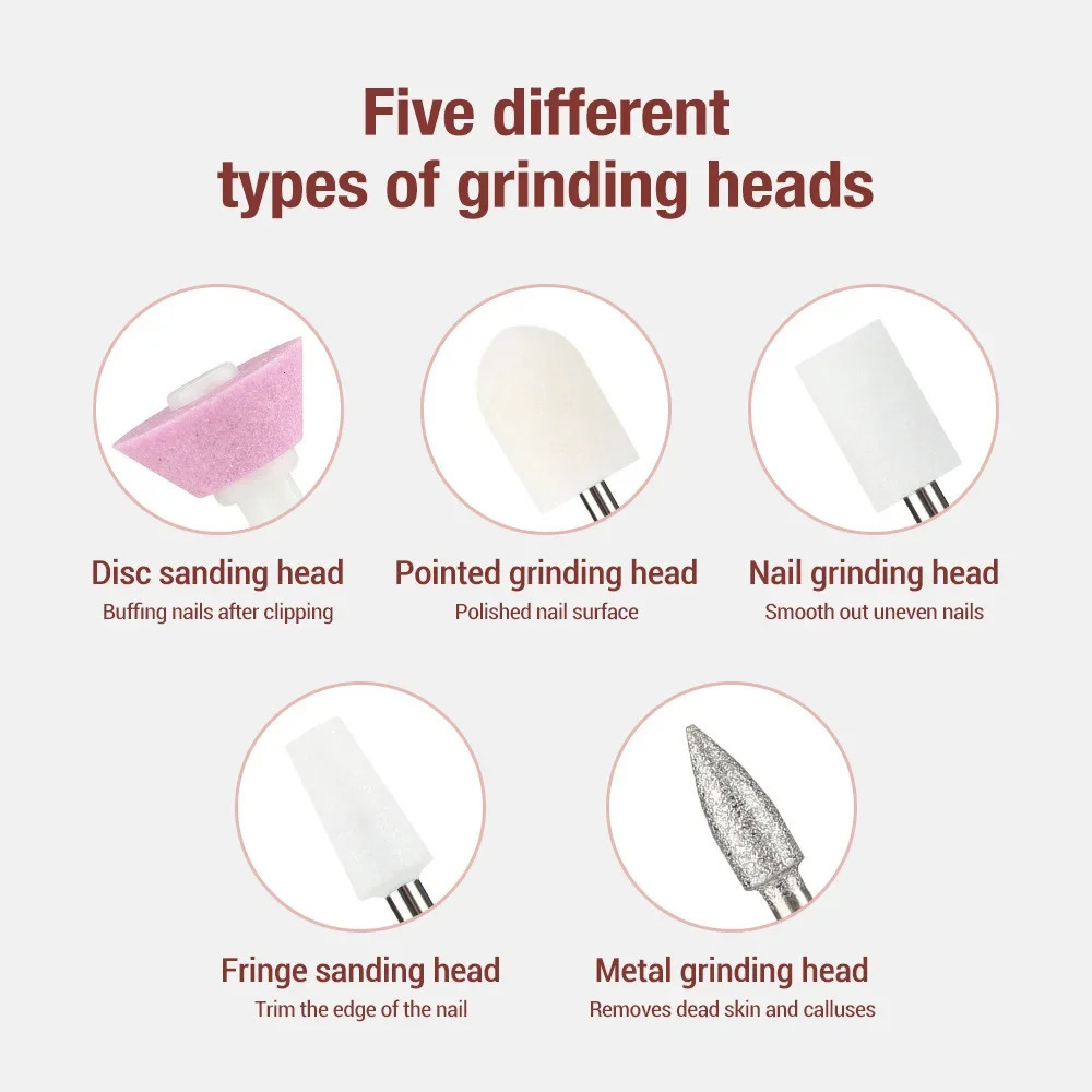Electric Nail Polisher Drill Bits Professional Nails Grinding Polishing Dead Skin Removal Art Sanding File Pen Manicure Machine 241115