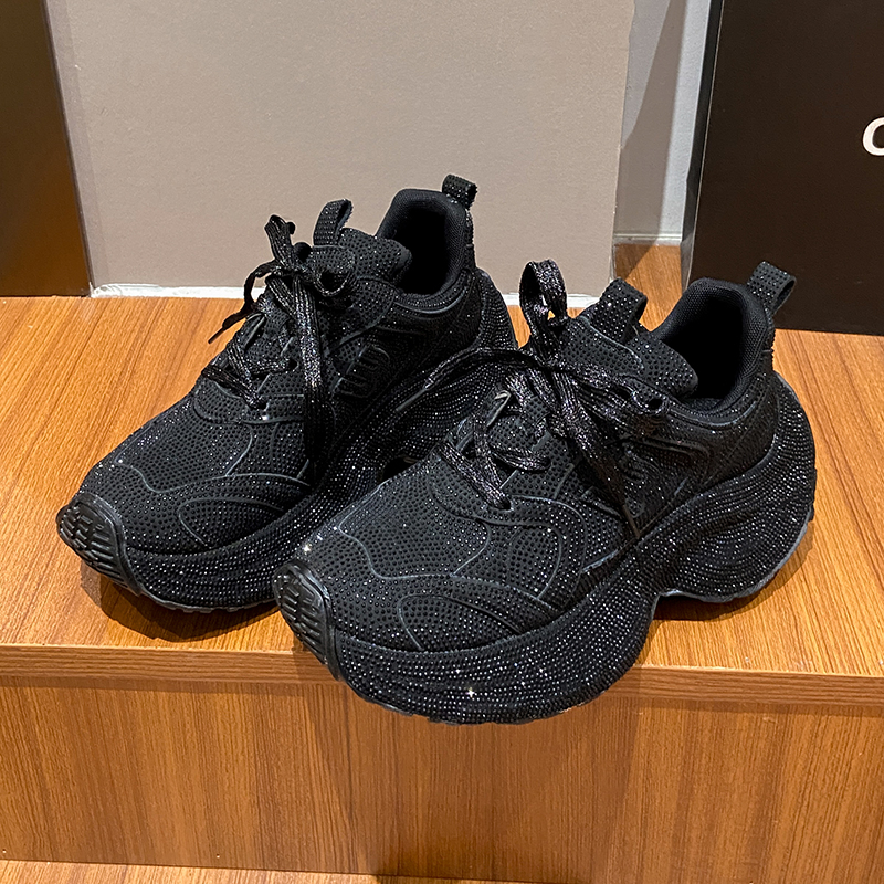 New Women's Fashion Diamond Shoes Shining Designer Platform Sneakers Luxury Thick Soled Casual Shoes Fashionable outdoor anti slip running shoes 