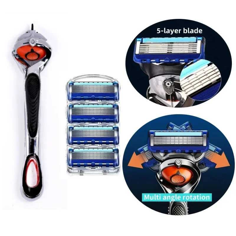 Manual Razor for Men Universal Five Layers Blade Stainless Steel Razor Blades Safety Skin Protection Classic Old Style ShaverXJ241116