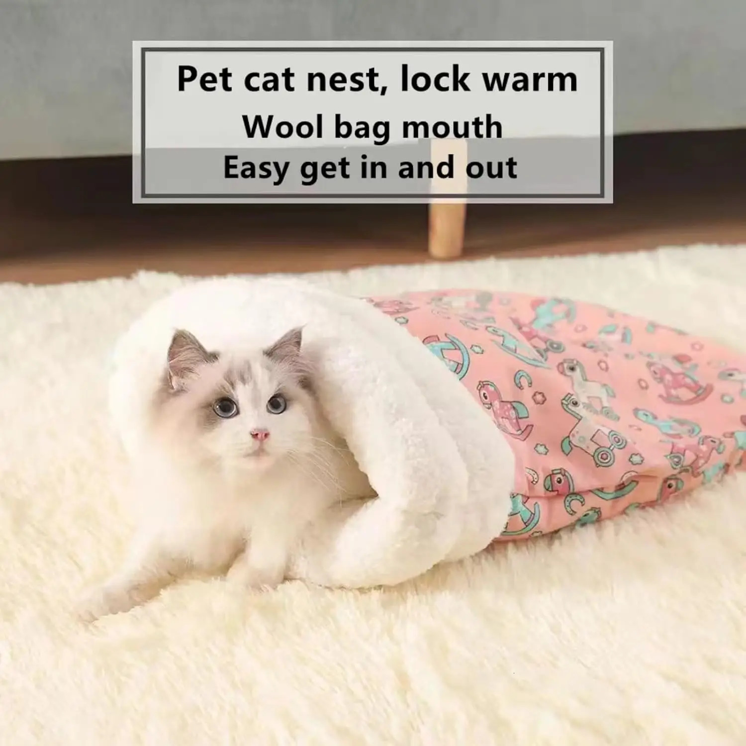 2024 Cat Sleeping Bag for Indoor Cats Cat Winter Sleeping Bag Winter Cat Sleeping Bag 360° Warm Semienclosed Soft Plush 241115