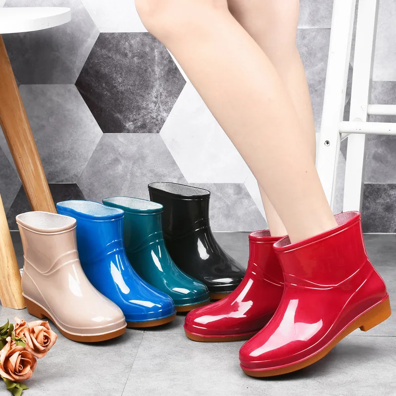 Rain Boots Women Low Antislip Fashion Kitchen Ladies Rain Shoes Short Fashion Water Shoes Oxfords Wearable Adult Water Shoes 241115