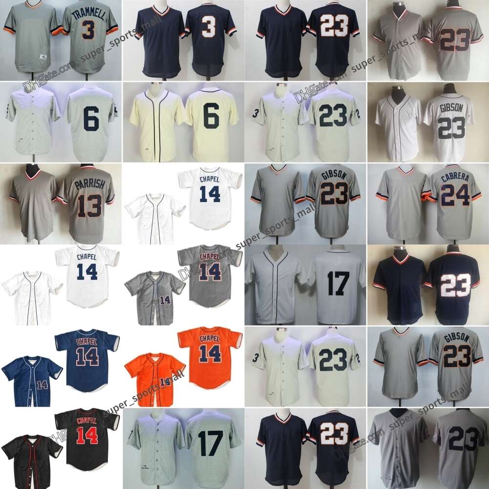Throwback Baseball Jersey 23 Kirk Gibson 14 Billy Chapel 3 Alan Trammell 1968 6 Al Kaline Beige 13 Lance Parrish 17 Denny McLain 24 Miguel Cabrera 1970 Stitched Jersey