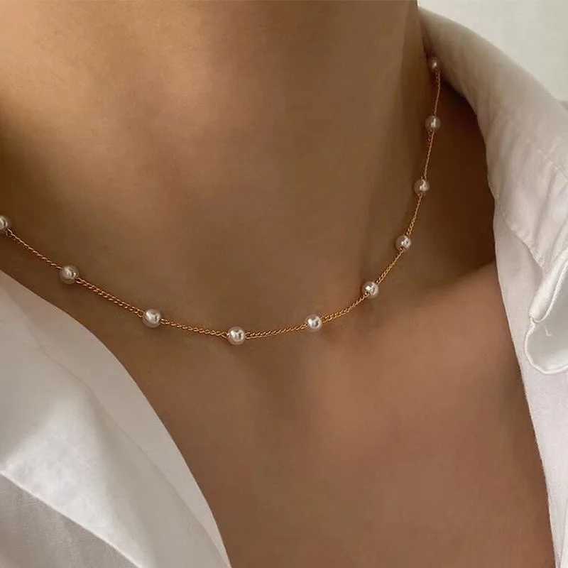 FTCY 3-Piece Womens Pearl Necklace Set 14K Gold Fashion Love Heart Pendant Waterproof Low Allergy Collar Bone Necklace Jewelry W250318