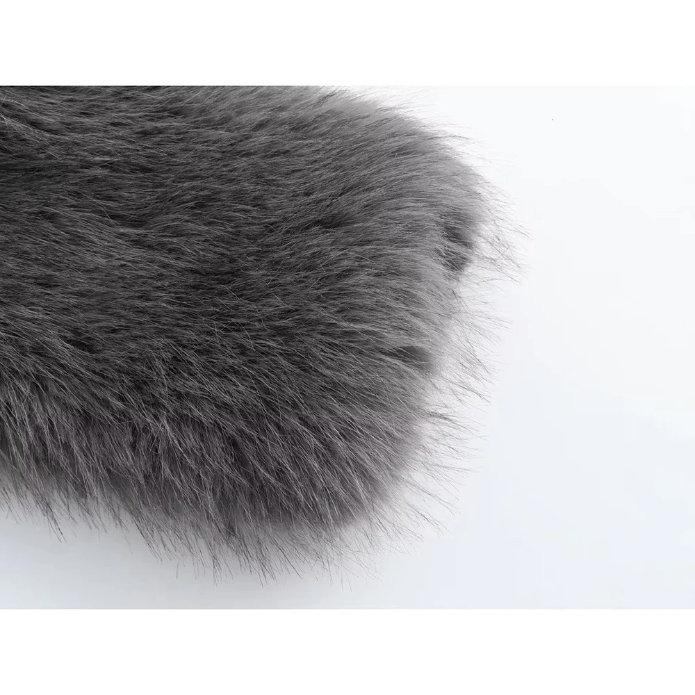 Aoaiiys Faux Fur Jacket for Women Coats Grey ONeck Long Sleeve Autumn Winter Warm Outerwears French Fashion Elegant Jackets 241108