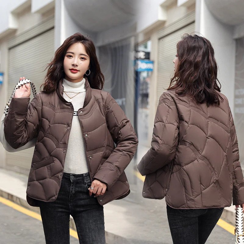 Women Parkas Jacket 2024 Autumn Winter Light Thin Down Cotton Coat Femme Casual Short Warm Basic Outerwear Ladies Tops 241108