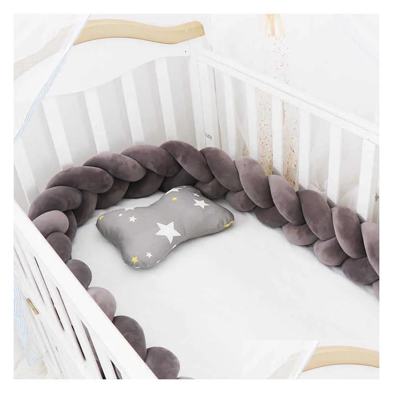 Bed Rails 3 Meter Braid Knot Pillow Cushion For Infant Crib Protector Tour De Lit Bebe Tresse Room Decor 211025 Drop Deliv Othgy 240925