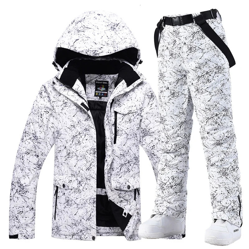 -30 Warm Men Women Snow Suit Wear Snowboard Clothing Sets Winter Outdoor Sports Waterproof Costume Ski Jackets and Strap Pants 241116