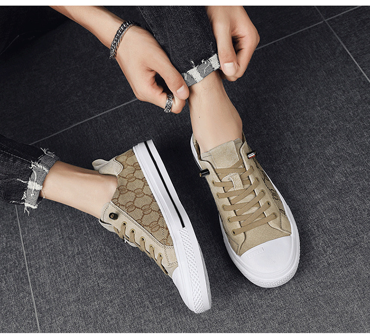 2024 Original Brand Khaki Men's Casual Sneakers Low-Cut Flat Hot Skateboarding For Men high quality Comfortable Breathable Canvas Shoes Man