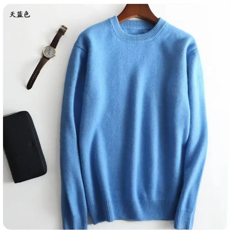 Cashmere cotton blended thick fleece mens sweater autumnwinter knitted 241115