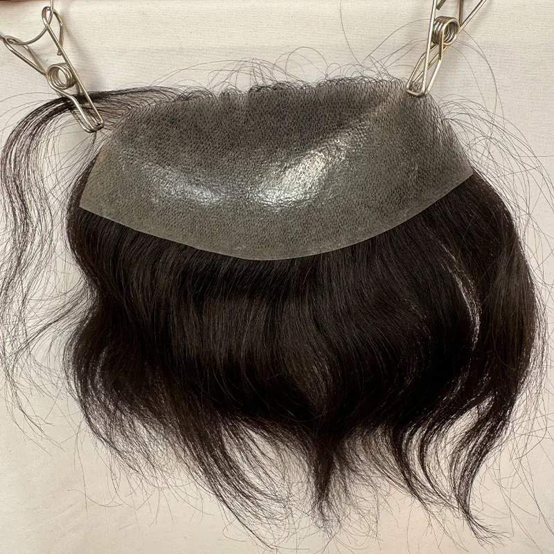 Men D Style Frontal Big 7x16cm Hairline Toupee Human Hair Skin PU Man Hairpieces For Natural Hairline 1B Color Toupee For Men 241115