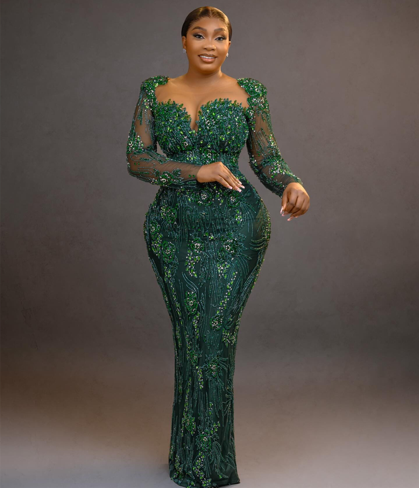 2024 Aso Ebi Dark Green Mermaid Prom Dress Crystals Beaded Lace Evening Formal Party Second Reception 50th Birthday Engagement Gowns Dresses Robe De S