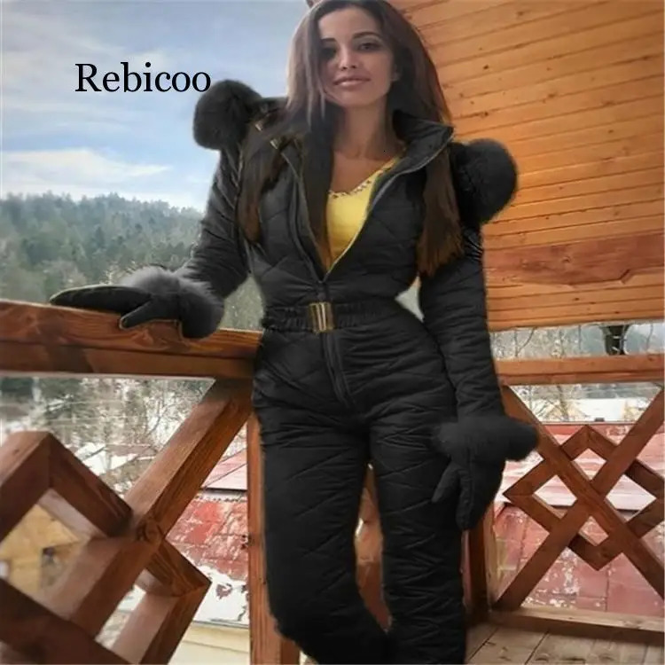 Fleece One Piece Ski Suit Women Snow Overalls Mountain Skiing Jumsuit Super Warm Winter Jacket Pants Breathable Set 241116