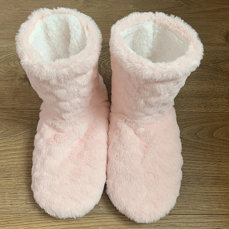 Winter Adult Men And Women Thick Warm Floor Shoes High Tube NonSlip Indoor Cotton Shoes Plush Home Slippers Shoes Women Girl 241115