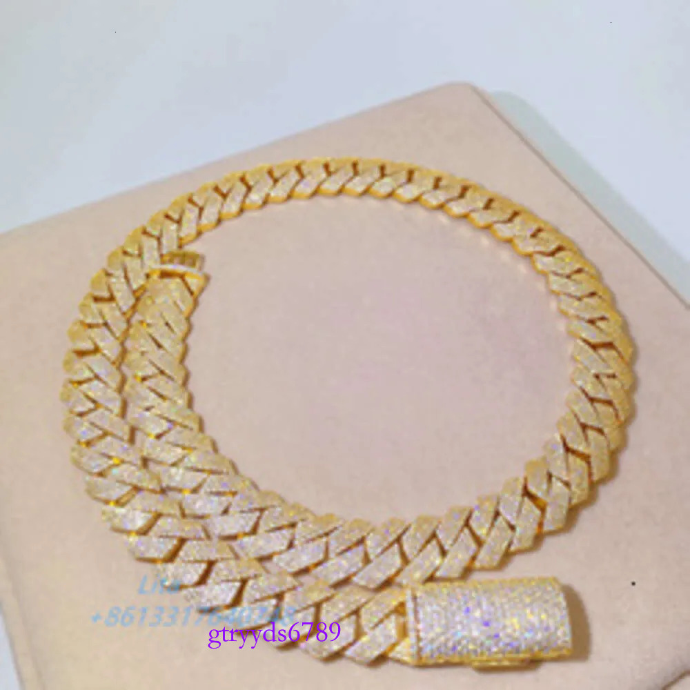 Hot selg sterg sier Searle Hip Hop Jewelry by Vvs Dia Tester 15mm 18mm 20mm Miami Mosant Cuban Chain GRA