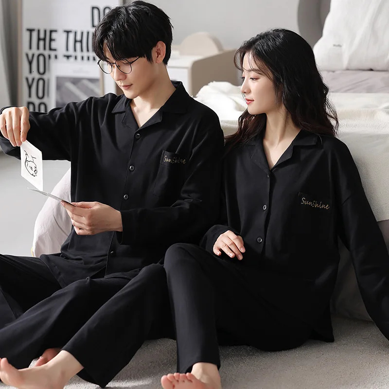 Spring Couple Japan Sleepwear Set Womens Cotton Soft Sleepwear Loose Home Clothes Fashion Sleepwear Set Sleepwear 241112