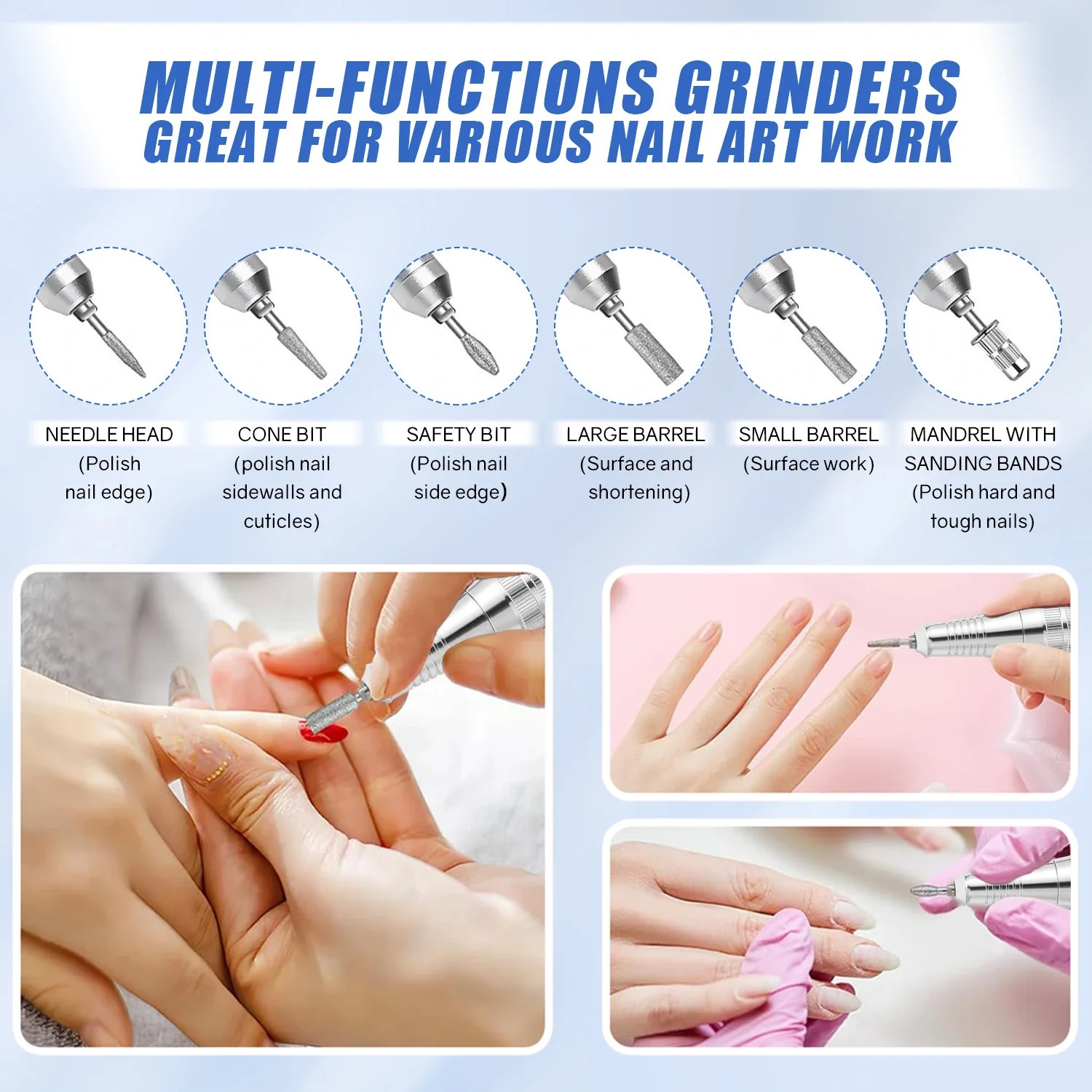 35000RPM Rechargeable Electric Nail Drill Machine Set Professional Nails Polish Sander File Accessories Kit for Manicure Tools 241115