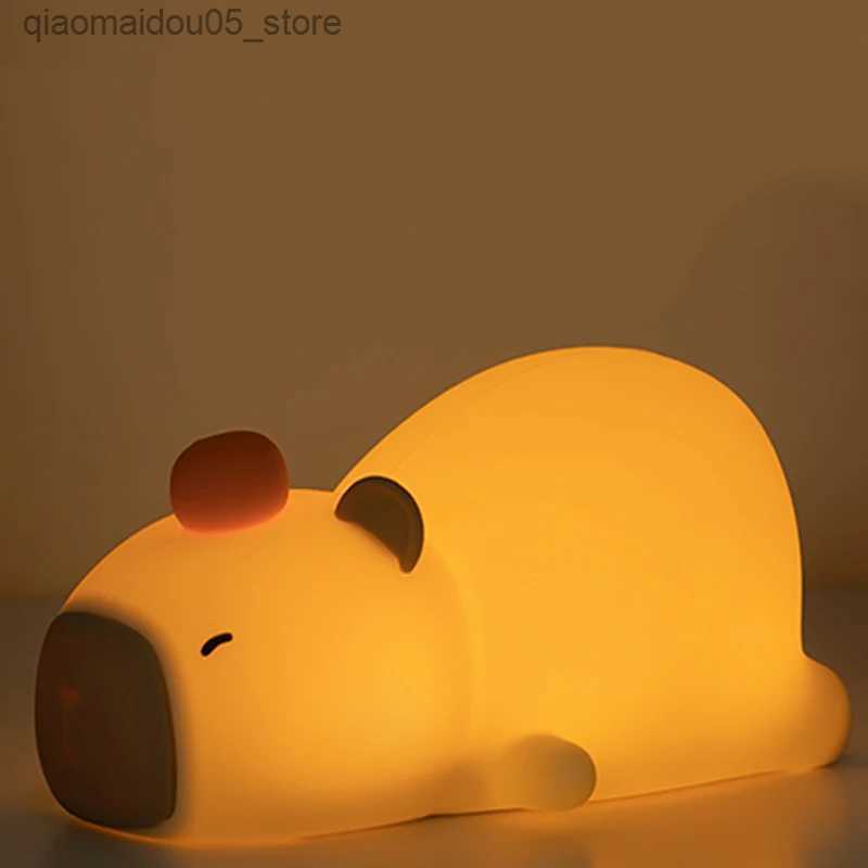 Lamps Shades Cute cartoon silicone LED Capybara night light USB charging dimming sleep night light used for decorating childrens rooms as birthday gif