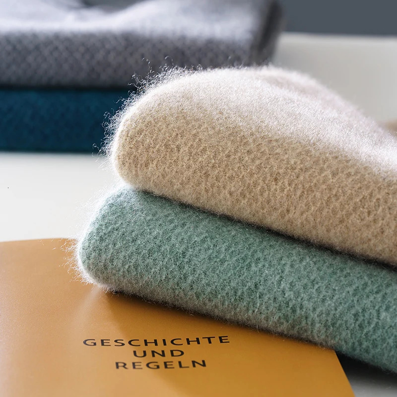 Autumn and winter 100 pure wool mens long sleeved polo neck honeycomb cashmere knitted youth business casual sweater 241112