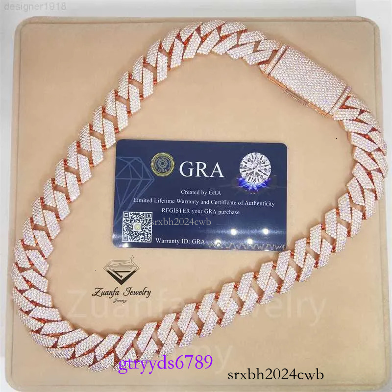 necklace moissanite chain Ready to Ship 18mm 4row Vvs1 Moissanite Gra Certififcates Customized Name Lock Iced Out Miami Cuban k