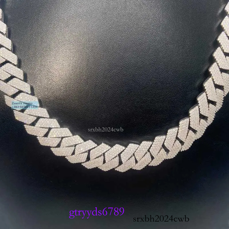 pendant necklaces Pass dia tester 15mm 3row Stone iced out Vvs1 moissanite cuban chain necklace Men