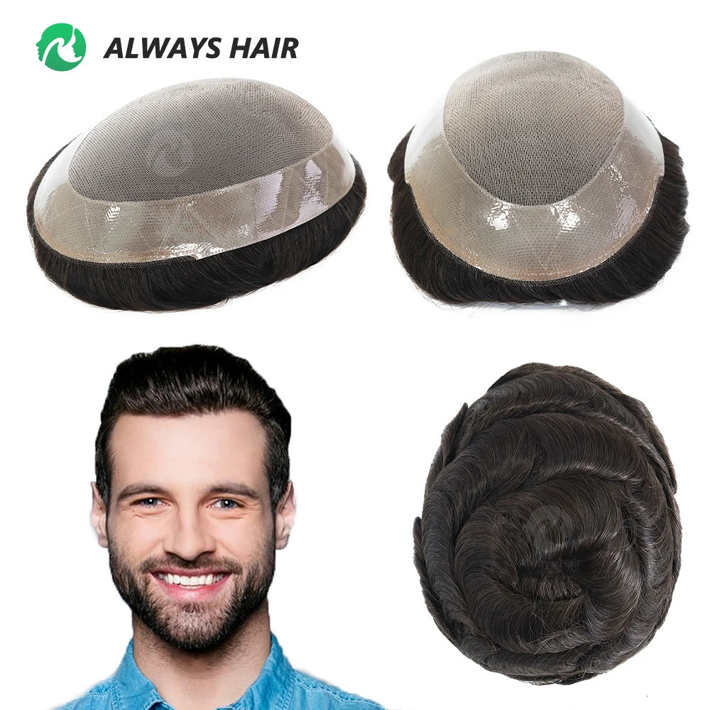 Durable Fine Mono Male Hair Prosthesis 6 Indian Human Hair Toupee 130% Hair Denstiy Natural Wig for Men 241115