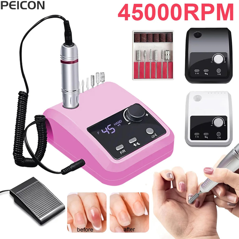 Nail Drill Machine 45000RPM Electric Drill for Nails Electric Nail Drill Polisher Professional Nail Lathe Manicure File Machine 241115