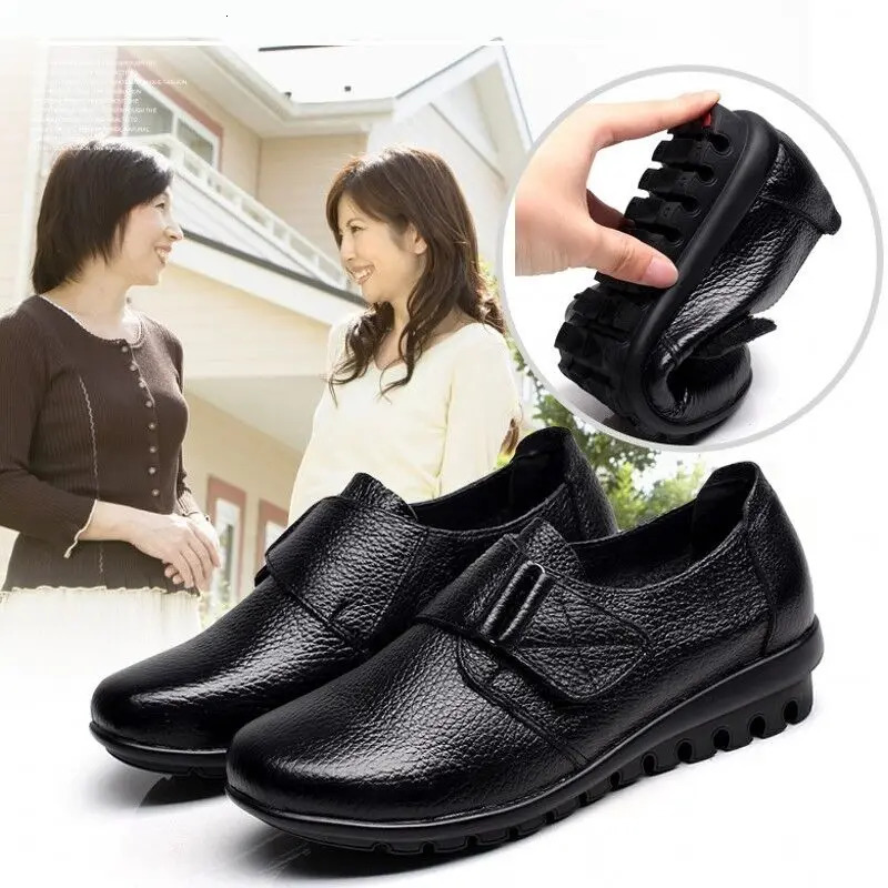 sports shoes womens care shoes womens comfort and health work apartments anti slip wedge leather Moccasins black multi simple shoes 241115