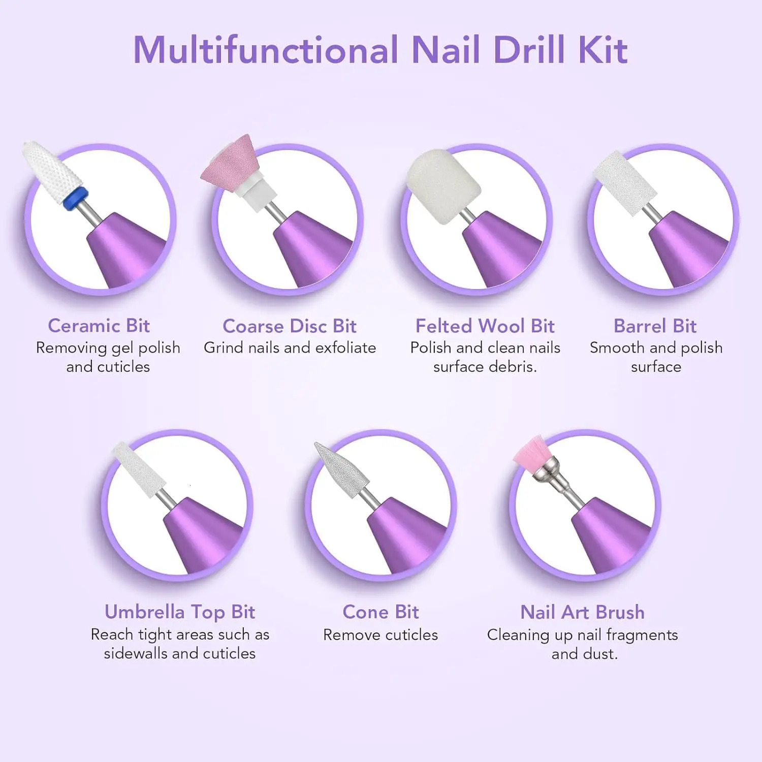 Cordless Electric Nail Drill Portable Electric Nail File kit Rechargeable Nail Drill Machine for Acrylic Gel Nails High-Grade 241115