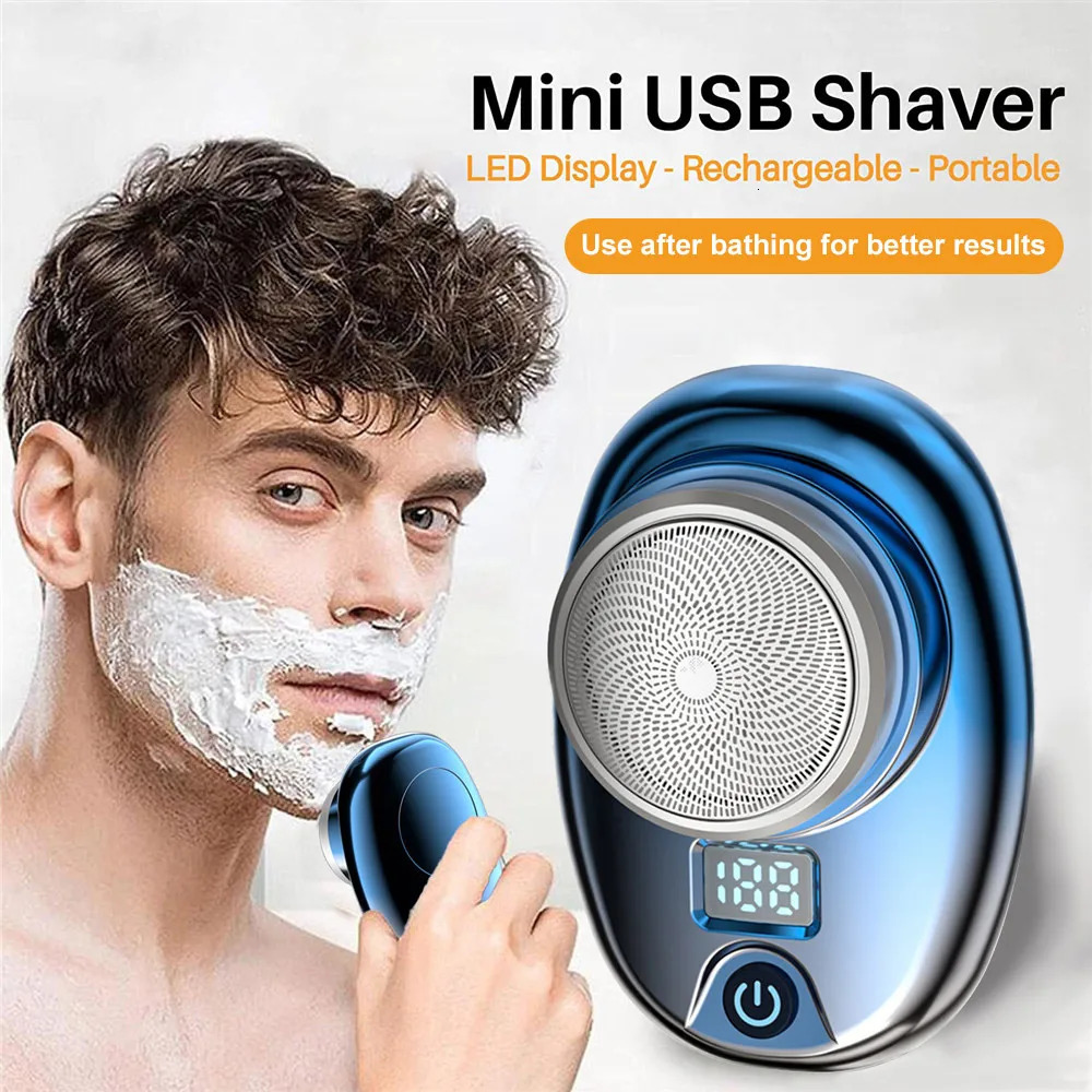 Mini Electric Travel Shaver For Men Pocket Size Washable Rechargeable Portable Painless Cordless Trimmer Knive Face Beard Razor 241115