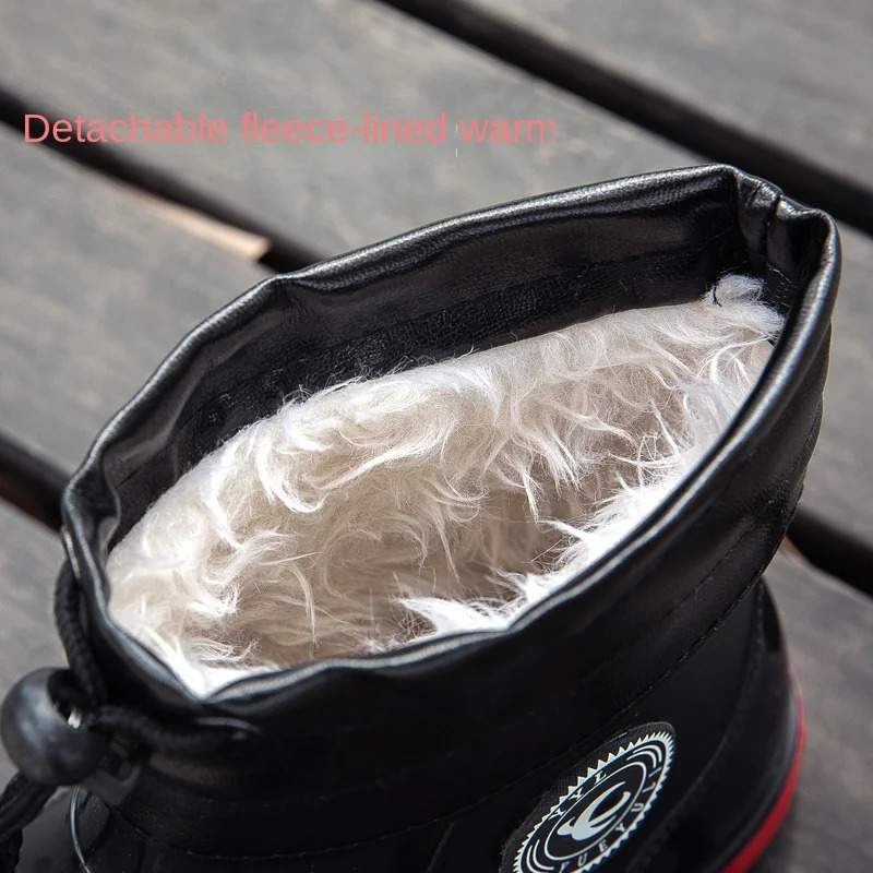 Rain boots mens nonslip rain boots large size velvet warm rubber shoes short outdoor fishing waterproof shoes for men and women 241115