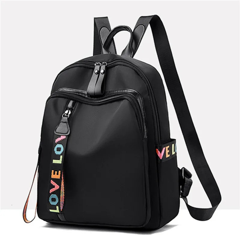 Antitheft Backpack Waterproof Fabric Large Female Shoulder Bag Teenage Large Capacity Simple Casual Travel Bagpack 241115