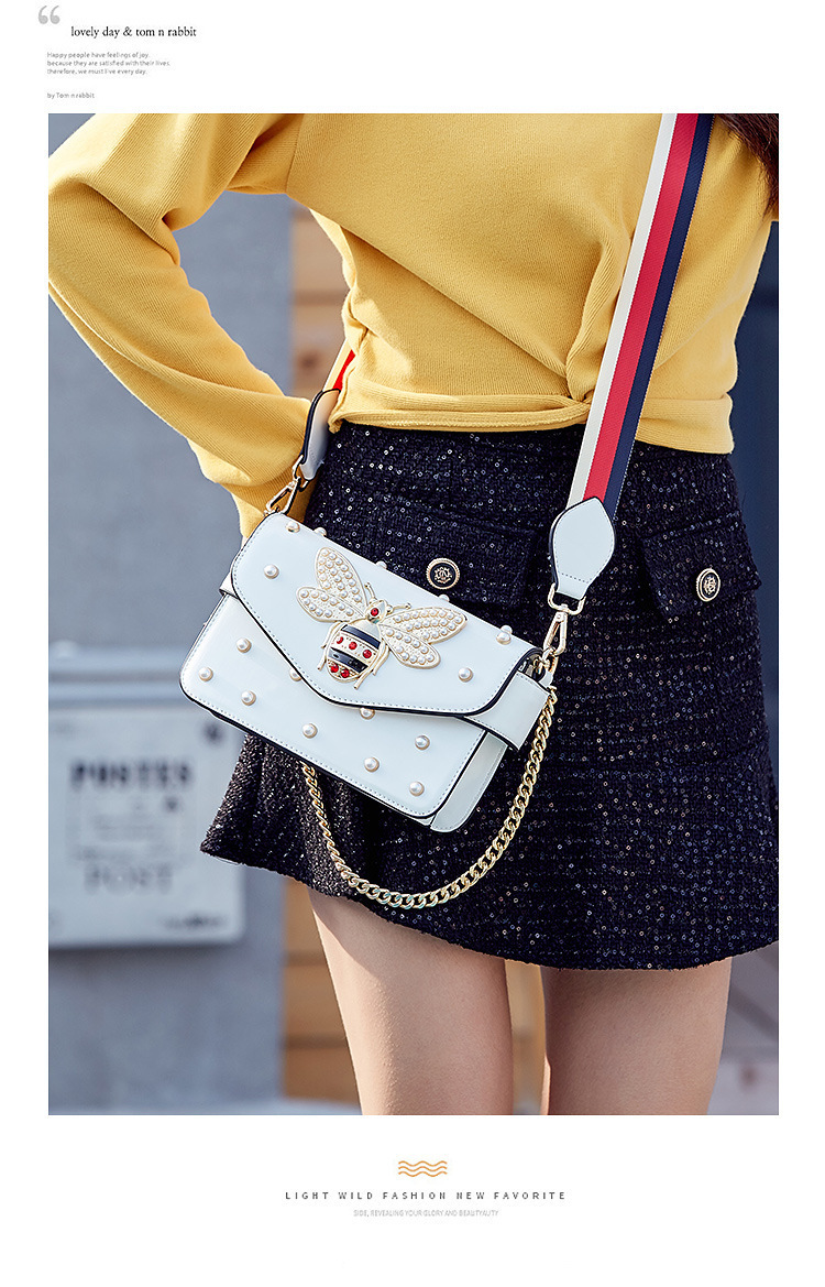 Women's Clothing Brand Leather Splicing Little Bee Fashion Designer Handbag Crossbody Bag