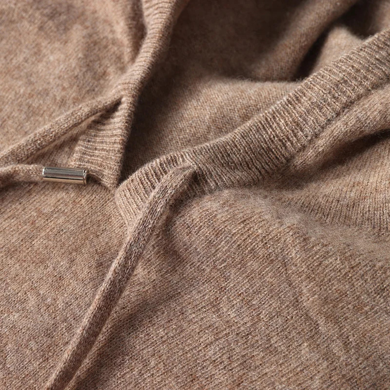 DjzDsm AutumnWinter Merino Sweater Mens 100% Wool Hoodie Collar Knitted Floral Casual Long Sleeve 241115