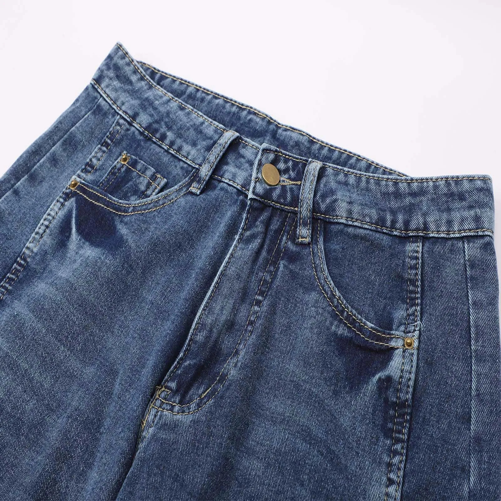 Y2k Boyfriend Vintage Tapered Jeans Mid Rise Cropped Barrel Pant Jean Casual Baggy Wide Leg Horseshoe Denim Pants y241115